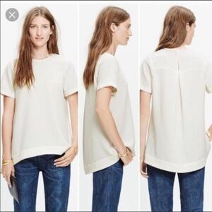 Madewell Tailored Tee High-Low Top | White | Sz Medium